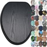 Sanilo Soft Close Toilet Seat ELONGATED, Quiet and Slow Close Lid and Seat, Strong Bumpers and Hinges, Black Wood