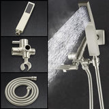 G-Promise All Metal 10" Dual Square Shower Head Combo | Rain Shower Head | Handheld Shower Wand | Adjustable | 3-Way Diverter | 71" Extra Long Hose - A Bathroom Upgrade(Brushed Nickel)