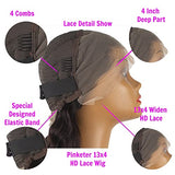 Deep Wave Lace Front Wigs Human Hair 180% Density Curly Lace Front Wig Human Hair 13x4 Lace Frontal Wigs for Black Women with Baby Hair and Special Designed Adjustable Straps (Deep Wave Wig, 24 Inch)