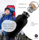 Bambaw Stainless Steel Water Bottle, Black Sports Bottle, Non-Insulated Water Bottle, 1L Stainless Steel, Reusable Bottle, Metal Bottle, BPA-Free – Onyx Black