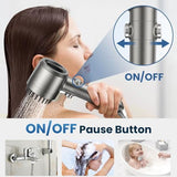 Filtered Shower Head with Handheld,High Pressure Shower Head 4 Spray Modes,ShowerHead with ON/OFF Switch for Pets,Built-in Power Wash to Clean Tub,Shower Heads Combo with Stainless Steel Hose