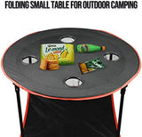 Camping Table Portable Folding Camping Side Table for Outdoor Picnic, Beach, Games, Camp, & Patio Tables Folding with 4 Cup Holders & Carry Case for Travel & Storage, Premium 600D Canvas& Steel Frame