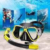 Greatever Dry Snorkel Set,Panoramic Wide View,Anti-Fog Scuba Diving Mask,Professional Snorkeling Gear