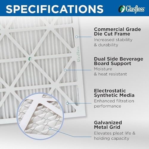 Glasfloss 16x25x2 MERV 10 (FPR 5-6) 2" Inch Pleated Air Filters Box of 6. Actual Size: 15-1/2 x 24-1/2 x 1-3/4