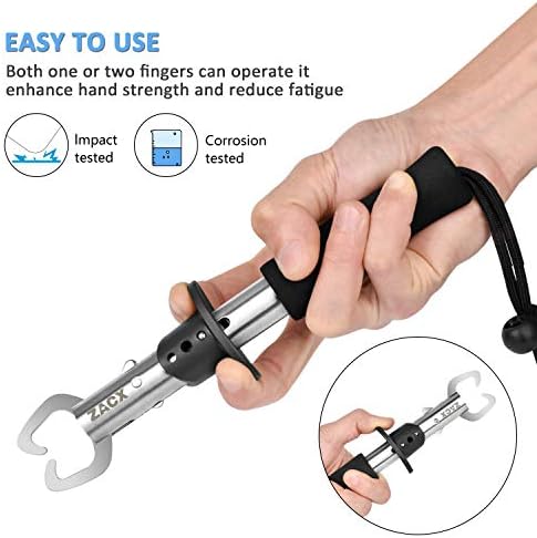 ZACX Fish Lip Gripper Pliers - Upgraded Muti-Function Hook Remover and Split Ring Pliers for Fly Fishing, Ice Fishing, Fishing Gear - Gift for Men (Package B)