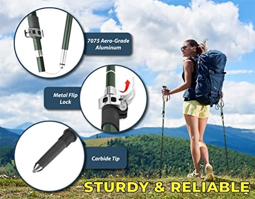 TREKOLOGY TREKZ SE Collapsible Trekking Pole (1pc) - Lightweight Walking Stick for Hiking and Trekking - Ideal for Men, Women, and Seniors
