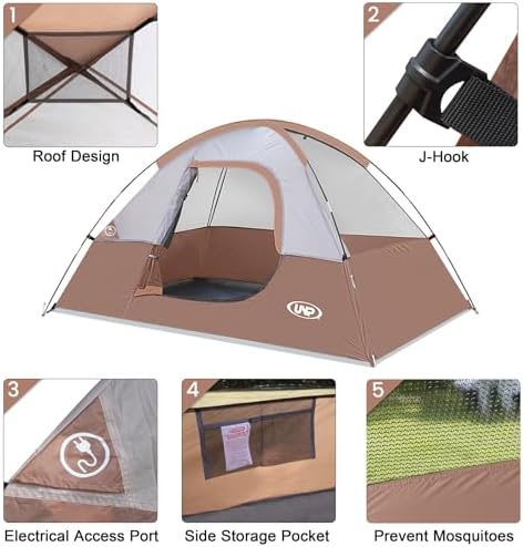 Camping Tent 2 Person, Waterproof Windproof Tent with Rainfly Easy Set up-Portable Dome Tents for Camping…