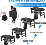 Retractable Small Folding Table and Stool Set, Portable Camping Foldable Table Lightweight Yet More Sturdy with Adjustable Stool for Outdoor Picnic, Beach, Camp, Also Ideal as Lap Desk, Bed Table
