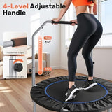 BCAN 40/48" Foldable Mini Trampoline Max Load 330lbs/440lbs, Fitness Rebounder with Adjustable Foam Handle, Exercise Trampoline for Adults Indoor/Garden Workout