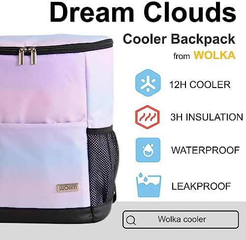 Wolka Cooler Backpack 30 Cans,Portable Backpack Coolers Insulated Leak Proof,Waterproof Soft Sided Cooler Bag for Travel,Beach,Camping,Picnic,Lunch Backpack for Women