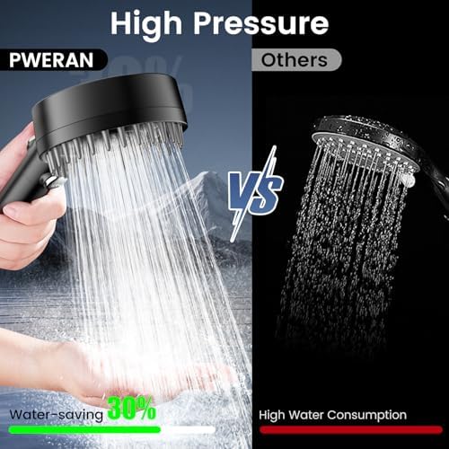 Filtered Shower Head with Handheld, High Pressure 4 Spray Mode Showerhead with Filters, Water Softener Filter Beads for Hard Water with ON/OFF Switch for Pets Bath-Remove Chlorine (Matte Black)