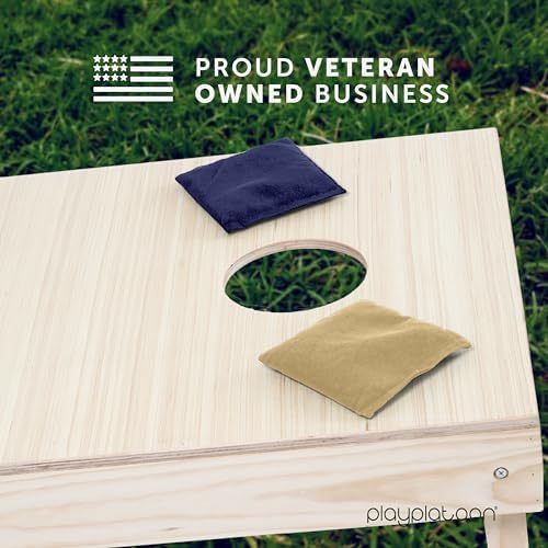 Play Platoon Cornhole Bags Weather Resistant- Set of 8 Regulation Bean Bags for Tossing- Official Professional Size & Weight Corn Hole Bags Two Color All Weather Cornhole Beans Bag Set with Tote Bag