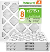 12x12x1 AC Furnace Air Filters,(4-Pack) MERV 8 Dust Defense, JASENG MPR 600 Pleated HVAC Replacement Air Filter (exact dimensions: 11 3/4"x11 3/4"x3/4")