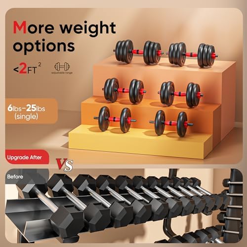 Adjustable Dumbbells, 10/25/35/55/70/90lbs Free Weight Set with Connector, 4 in1 Dumbbells Set Used as Barbell, Kettlebells, Push up Stand, Fitness Exercises for Home Gym Suitable Men/Women