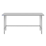 Hally Open Base Stainless Steel Table 24 x 72 Inches, NSF Commercial Heavy Duty Prep & Work Table with Galvanized Legs for Restaurant, Home and Hotel
