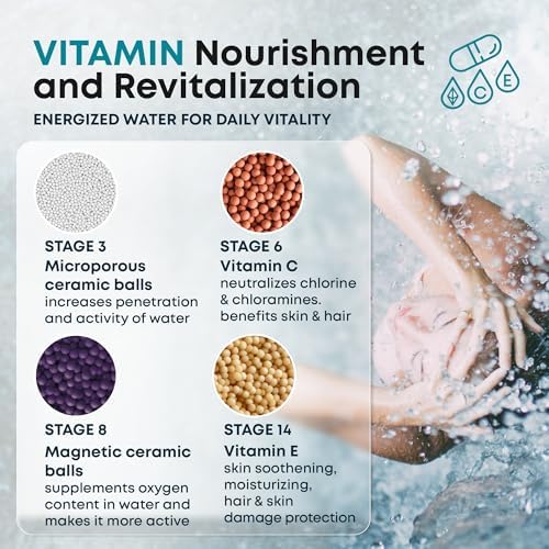 Aquahomegroup AHG20 20 Stage Vitamin C E for Hard High Output Shower Remove Chlorine and Fluoride-2 Cartridges Included-Consistent Water Flow Showerhead Filter, Bronze