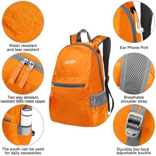 G4Free 20L Lightweight Packable Backpack Travel Hiking Daypack Foldable Backpack for Men Women