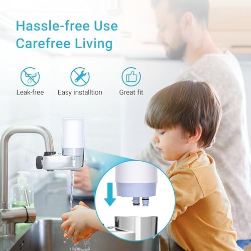 AQUA CREST Alkaline Faucet Filter Replacement, Increase PH, Replacement for Brita® Faucet Filter, Brita® 36311 On Tap Water Filtration System, FR-200, FF-100, 2 Pack