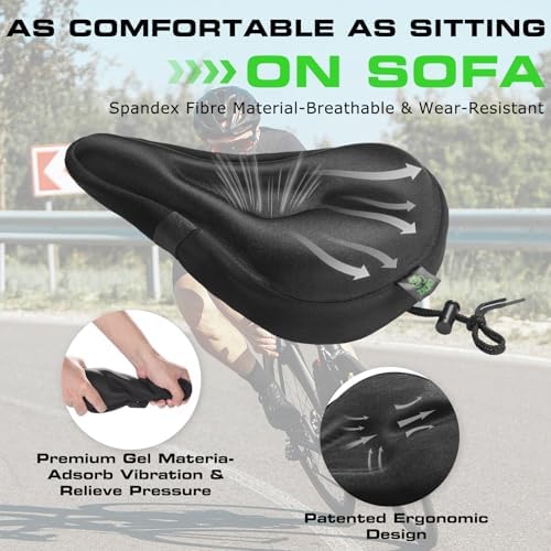 Zacro Bike Seat Cushion - Gel Padded Bike Seat Cover for Men Women Comfort, Extra Soft Exercise Bicycle Seat Compatible with Peloton, Outdoor & Indoor Bike Saddles