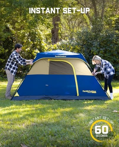 FanttikOutdoor Camping Tent 4/6/8/10 Person Instant Cabin Tent Setup in 60 Seconds with Rainfly & Windproof Portable with Carry Bag for Family Camping & Hiking, Upgraded Ventilation
