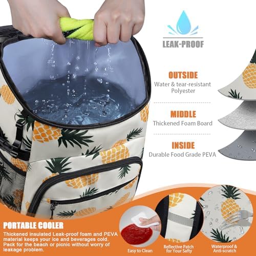 Cooler Backpack Insulated Leakproof Waterproof Backpack Cooler Bag 30/45 Cans, Large Capacity Lightweight Travel Camping Beach Backpack Cooler Ice Chest for Men and Women