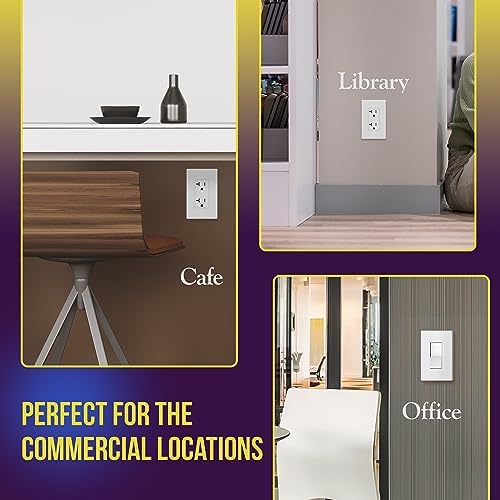 ENERLITES Screwless Decorator Wall Plates Child Safe Outlet Covers, Size 1-Gang 4.68" H x 2.93” L, Unbreakable Polycarbonate Thermoplastic, SI8831-W-40PCS, Glossy, White (40 Pack)