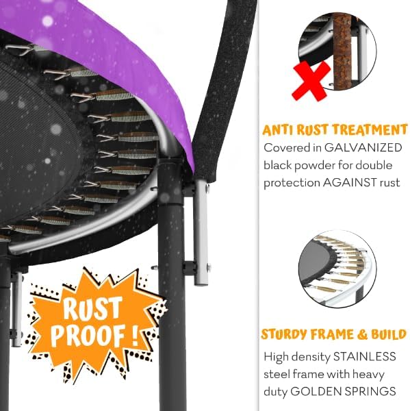 JUMPZYLLA Trampoline Outdoor 8FT 10FT 12FT 14FT 15FT 16FT with Enclosure and Ladder, ASTM Approved Recreational Trampoline for Kids and Adults, Anti-Rust Coated Frame