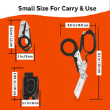 6 in 1 Multifunctional Trauma Shears Foldable with Strap Cutter | Heavy Duty Stainless Steel Emergency Response Shears | Survival Shears With Holster | Medical Trauma shears Tactical | Black