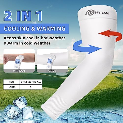 BHYTAKI UV Sun Protection Arm Sleeves, UPF 50 Sports Cooling Arm Compression Sleeves for Men Women Teenager