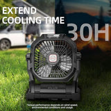 Camping Fan Rechargeable, 20000mAh Battery Powered Portable Fan with LED Light & Hook, 4-Speed 270° Adjustable, Camping Essentials for Tent, Travel, Car, Outdoor, Indoor, BBQ, Fishing, Jobsite