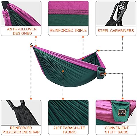 Camping Hammock, Super Lightweight Portable Parachute Hammock with Two Tree Straps Single or Double Nylon Travel Tree Hammocks for Camping Backpacking Hiking