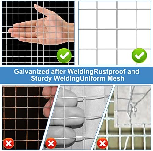 Land guard 19 Gauge Hardware Cloth, 1/2 inch 48inch×100ft Chicken Wire Fence, Galvanized Welded Cage Wire Mesh Roll Supports Poultry Netting Cage Fence………