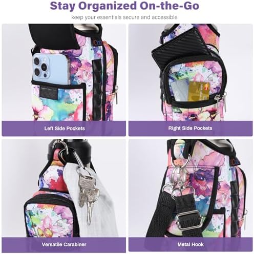 icolor Magnetic Gym Bag Water Bottle Carrier Holder with Phone Pockets & Shoulder Strap,5 Built-in Magnets Gym Bottle Pouch Sleeve,Magnetic Bag Gym Accessories Organizer for Men Women