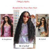 13x4 Deep Wave Lace Front Wigs Human Hair 200% Density Pre Plucked 13x4 HD Transparent Lace Frontal Wigs Human Hair Glueless Curly Wigs for Black Women 30 Inch