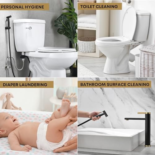 Purrfectzone Black Bidet Sprayer for Toilet, Handheld Bidet Shower Kit, Easy-to-Install Toilet Bidet Handheld Set, Hand Held Stainless Steel Bidet with Adjustable Flow, Cloth Diaper Sprayer