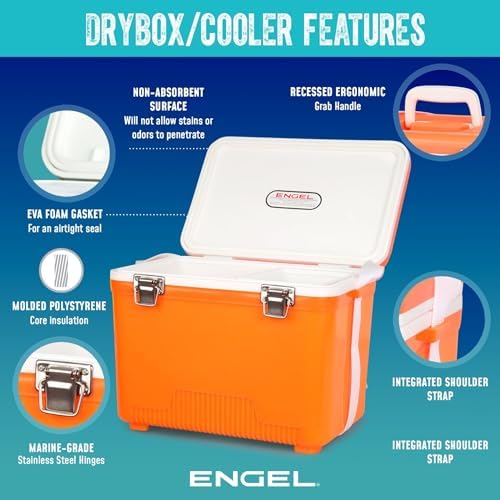 Engel UC7 7.5qt Leak-Proof, Air Tight, Drybox Cooler and Small Hard Shell Lunchbox for Men and Women