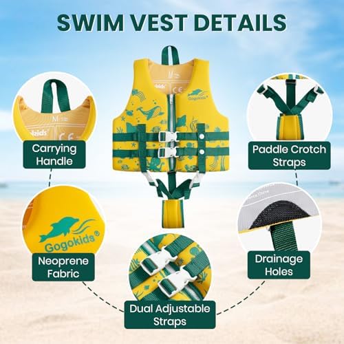 Gogokids Toddler Swim Vest, Kids Floaties – Boys & Girls Buoyancy Jacket, Swimming Aid for Pool & Beach, Fits 2-8 Years / 22-60 lbs