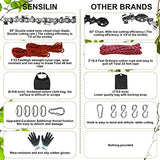 Rope Saw for Tree Limbs, 55 Inch Chain Saw with 70 Sharp Teeth & 46 Feet Ropes Kit, High Limb Pocket Chainsaw