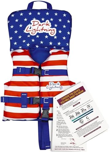 Dark Lightning USCG Approved Infant Life Jacket 0-30 lbs, Swim Vest for Baby/Toddlers 1-3 Year Old 20-30 lbs,Toddler Floaties for Pool Swimming,Boating,Beach,Puddle