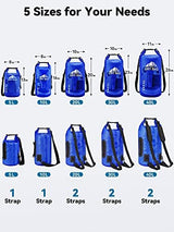 HEETA Dry Bag Waterproof for Women Men, 5L/10L/20L/30L/40L Roll Top Lightweight Dry Storage Bag Backpack with Phone Case for Travel, Swimming, Boating, Kayaking, Camping & Beach, 11 Transparent Colors