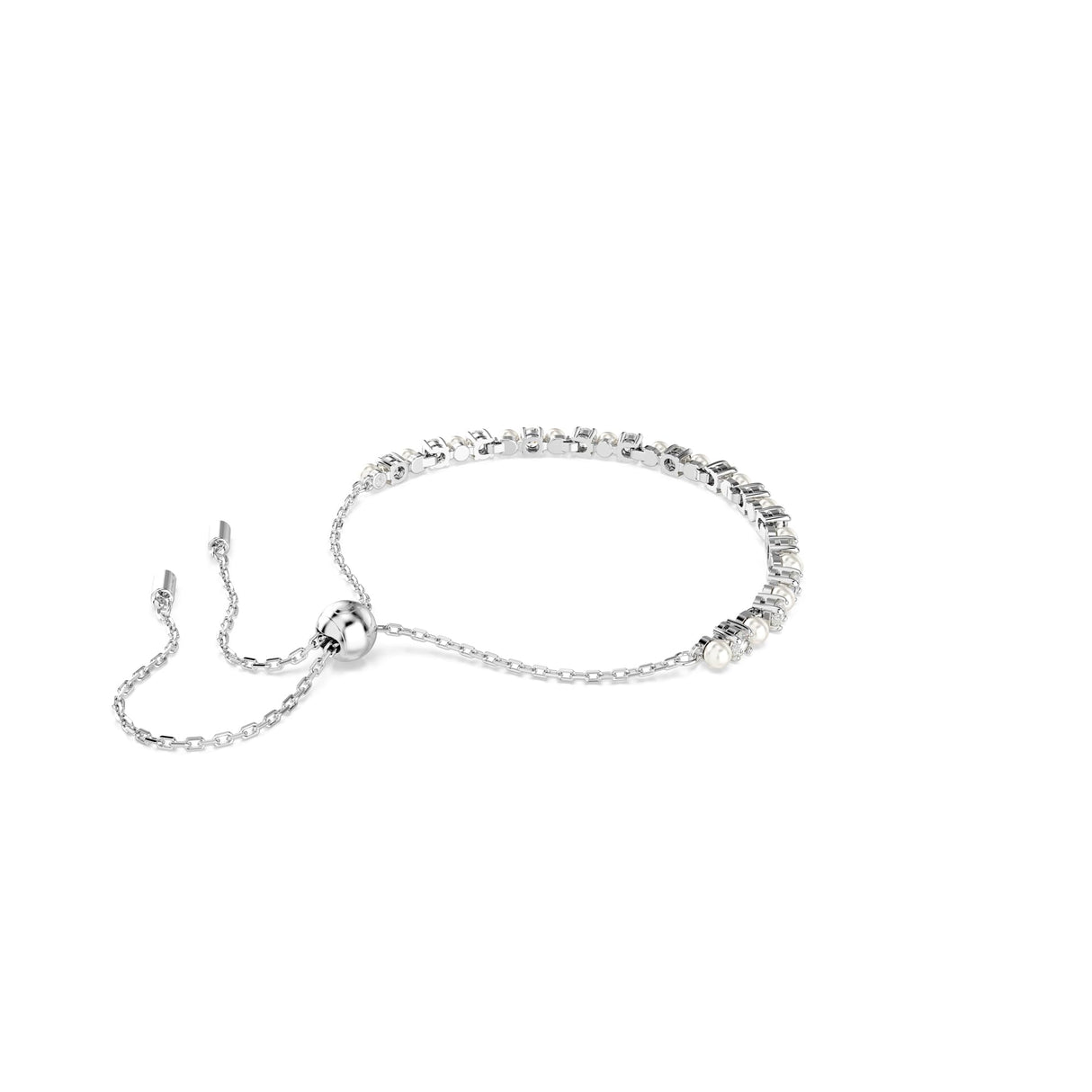 Swarovski Matrix Bracelet, Crystal Pearl, Round Cut, Clear, Rhodium Finished