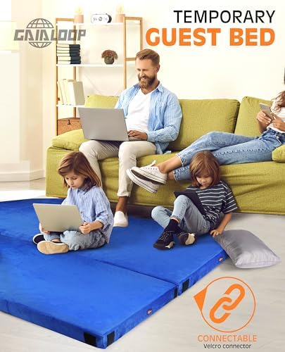 3 Inch GAIALOOP Thick Memory Foam Camping Mattress Sleeping Pad [Car/Tent/Cot] Glamping Portable Floor Mat Roll Up Futon Mattress for Guests Sleepover