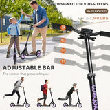 Kick Scooter for Ages 6+,Kid, Teens & Adults. Max Load 240 LBS. Foldable, Lightweight, 8IN Big Wheels for Kids, Teen and Adults, 4 Adjustable Levels. Bearing ABEC9