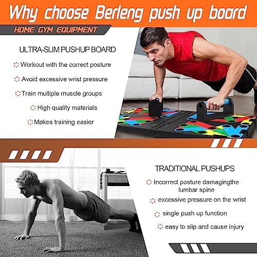Solid Push Up Board 15 in 1 Home Workout Equipment Multi-Functional Pushup Stands System Fitness Floor Chest Muscle Exercise Professional Equipment Burn Fat Strength Training Arm Men & Women Weights