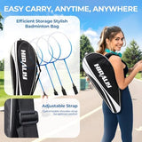 HIRALIY Badminton Rackets Set for Backyards, Lightweight Badminton Set of 2/4, Includ Rackets, Birdies, 1 Carrying Bag, Outdoor Games for Adults Family Kids Beginners