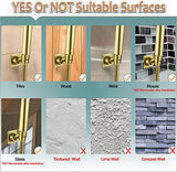 Shower Head Holder Handheld Shower Wand Holder Adjustable Shower Head Bracket Shower Wall Mount Holder, Brushed Brass/Gold Finish, Drill Free Glue Installation