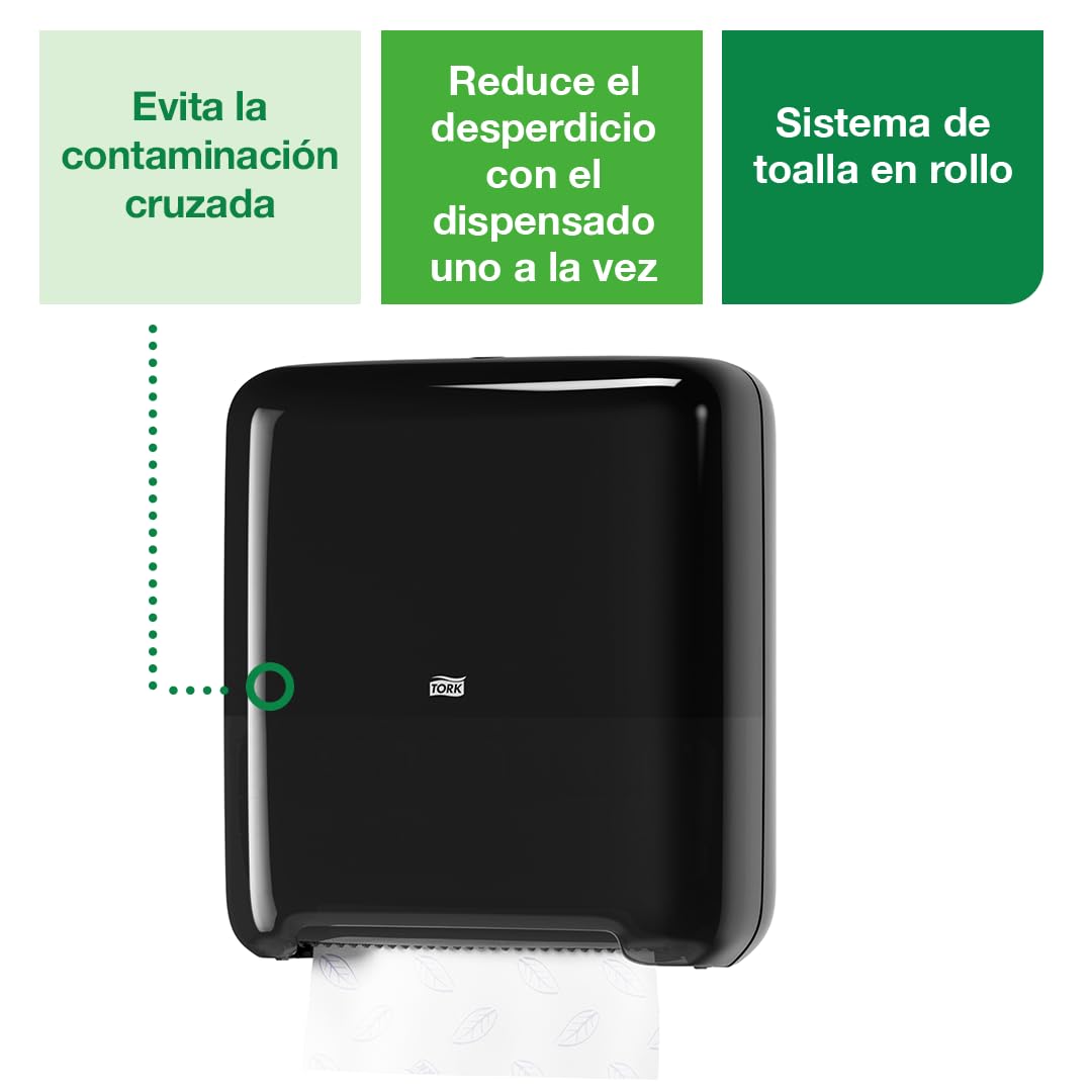Tork Matic Paper Towel Dispenser, 5510282, Elevation Design - Paper Hand Towel Dispenser H1, One-at-a-Time dispensing with Refill Level Indicator, Black