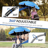 Umbrella 360°Adjustable Protection Stroller, 2 PACK 48.8" beach chair umbrella with clamp, high UV protection. 3 Adjustable areas 180°+360° for fishing, golf, beach, camping (chair not included)