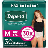 Depend Fresh Protection Adult Incontinence & Postpartum Bladder Leak Underwear for Women, Disposable, Maximum, Medium, Blush, 30 Count, Packaging May Vary