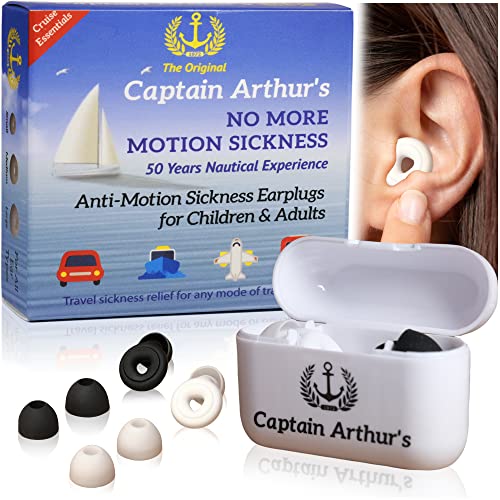 No More Motion Sickness Earplugs by Captain Arthur for Adults & Kids – Anti Nausea Seasickness Relief – Sea Sickness Travel Sickness & Car Sickness Prevention Cruise Ship Essentials